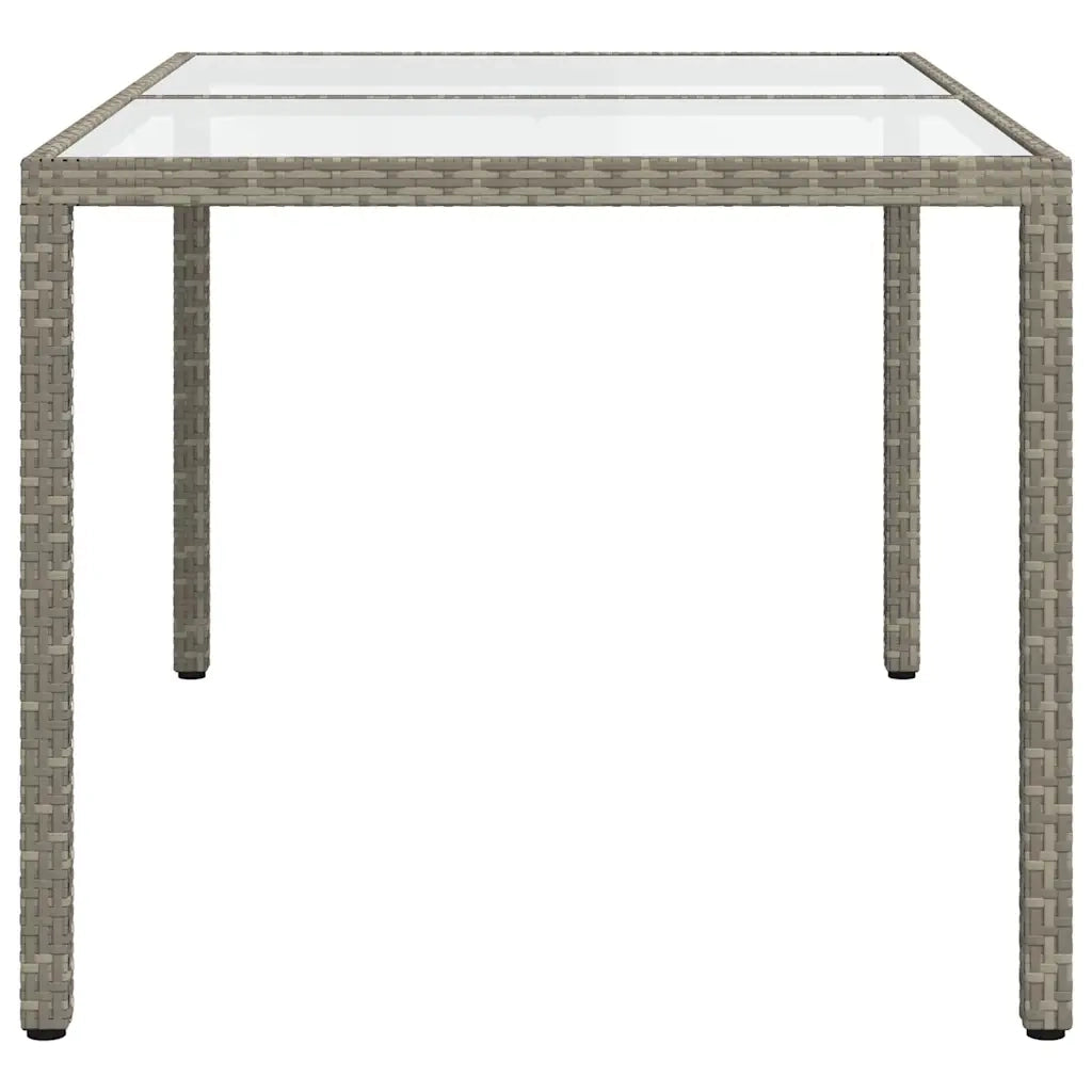 Tavolo Giardino 150x90x75cm Vetro Temperato e Polyrattan Grigio cod mxl 34157