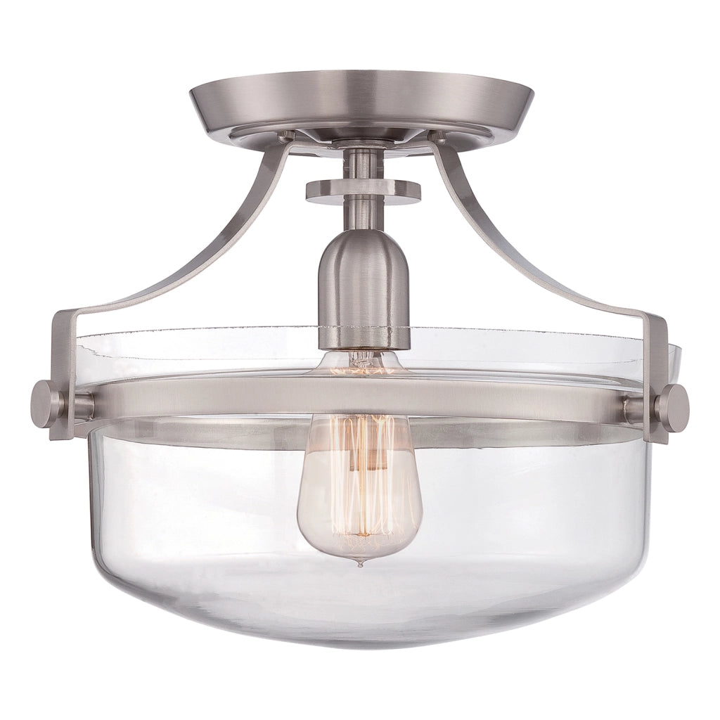 Lampada a Soffitto Industrial Nordico Trilogy Metallo Nichel Spazzolato 3 Luci E27