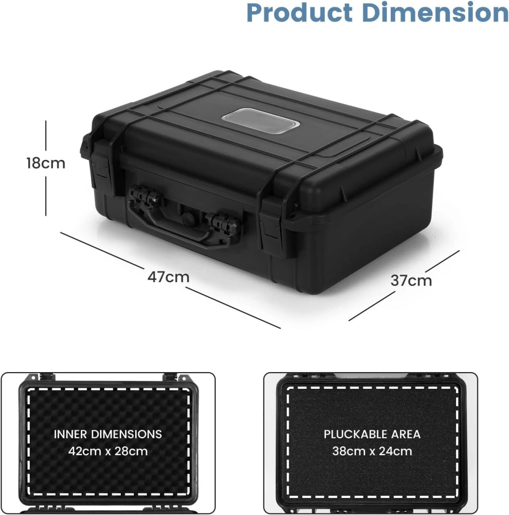 Valigetta di stoccaggio, custodia impermeabile con schiuma adattabile e valvola di compensazione della pressione, scatola di immagazzinaggio macchina fotografica, per attrezzi, Gopro, obiettivi