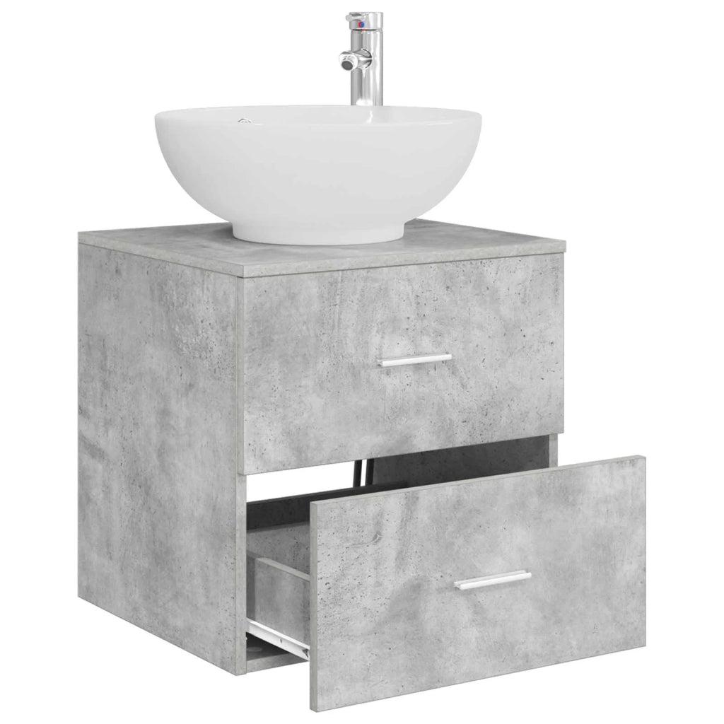 Mobile Lavabo da Parete Grigio Cemento 49,5 x 44,5 x 66,5 cm
