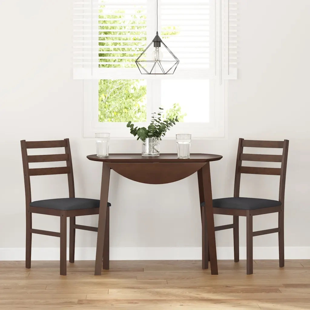 Sedie da Pranzo con Cuscini 2 pz | Sedie da cucina Marrone Legno Massello di Hevea