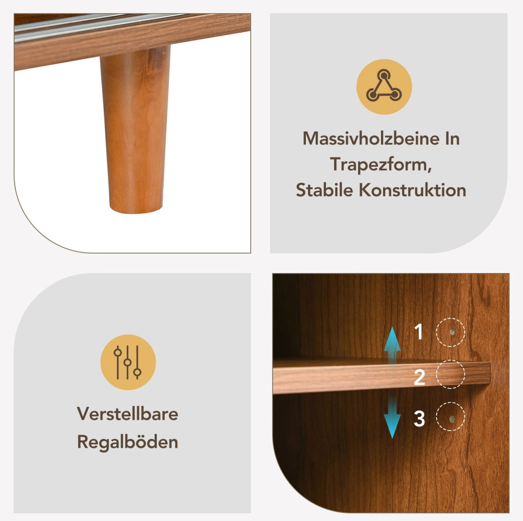 Set madia in rattan con scarpiera, finitura noce