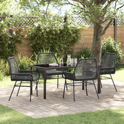 Set da Pranzo Giardino da 5 Pezzi con Cuscini Rattan Nero