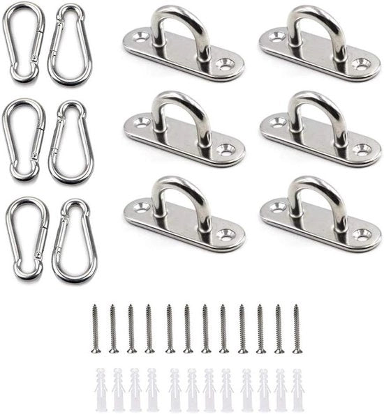 Oggetto di fissaggio e occhiello con occhiello, piastra di copertura per occhielli per zonzo o stabilizzazione a parete - fissaggio a parete e soffitto occhielli