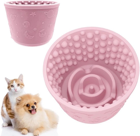 Anti-Gulping Kom per Cani – Slurpkom a forma di tonno in silicone con effetto antiscivolo per un'alimentazione salutare e riduzione di flatulenza (rosa viola)