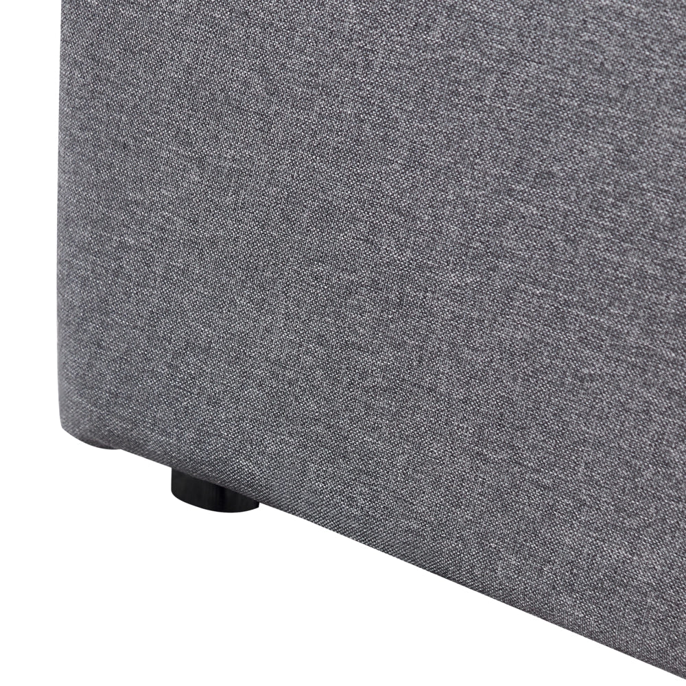 Letto a doghe Tessuto in poliestere grigio scuro Gambe in legno imbottite Pouf contenitore 140 x 200 cm matrimoniale Design moderno