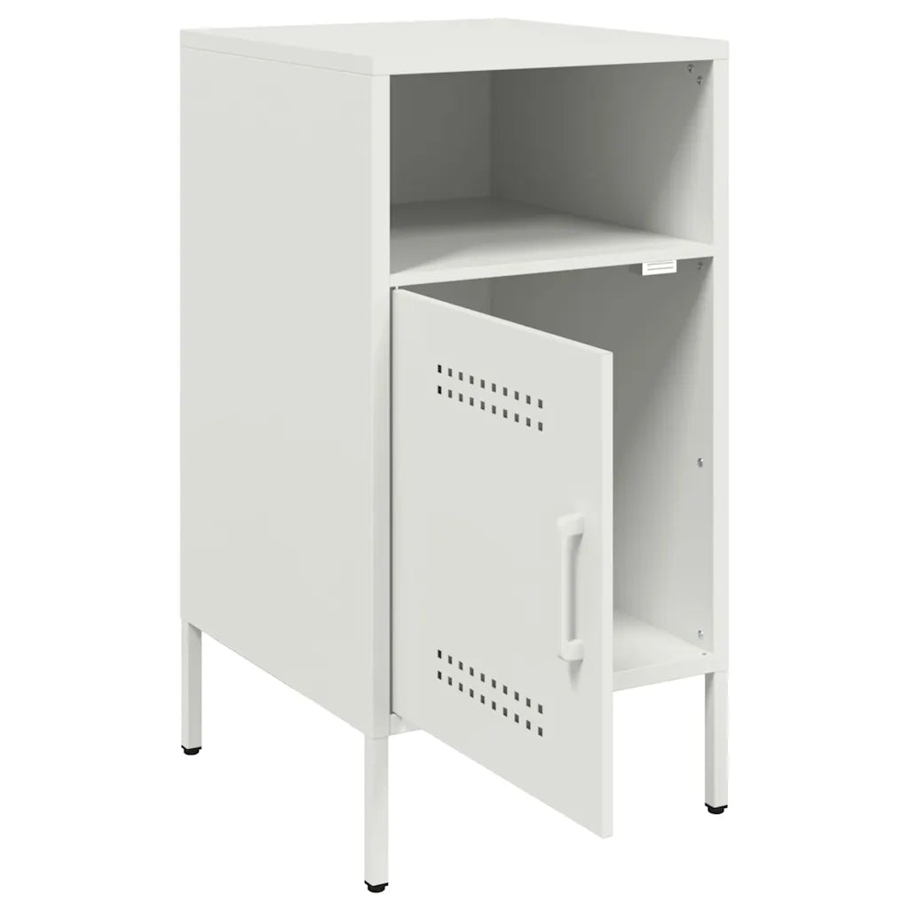 Set di 2 Comodini | Armadio da Notte | Mobiletto da notte Bianchi 36x39x68 cm in Acciaio