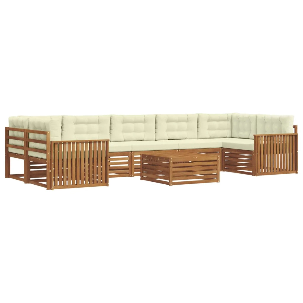 Set di divani da esterno con cuscino 8 pcs Naturale e Crema