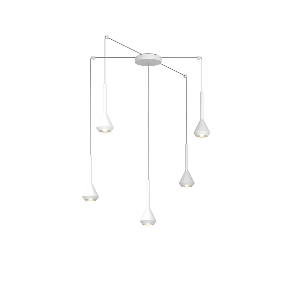 Lampadario Moderno Aygo Metallo Bianco 5 Luci Gu10