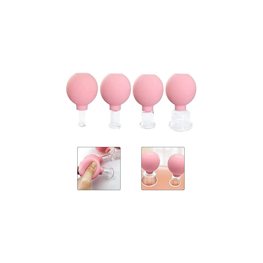 Trade Shop - Set Di 4 Coppette Per Massaggio Facciale Sfera In Silicone Massaggiatore Schiena -
