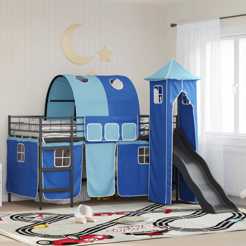 Struttura del letto loft per Bambini | Letto Infantile | Lettino Nero e Blu 80 x 200 cm