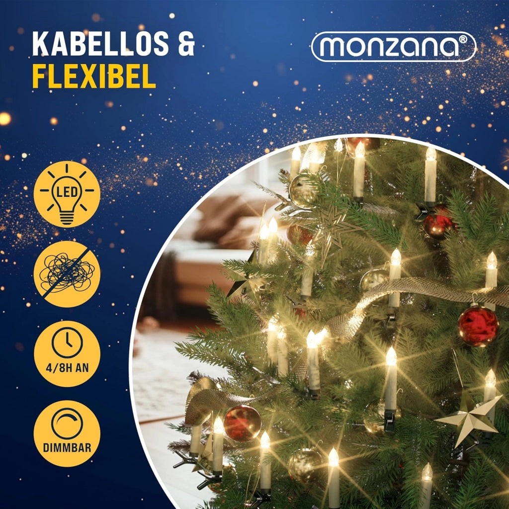 Deuba® Set 20 Candele a LED Albero di Natale Luce Bianca Batteria Wireless con Timer e Telecomando Lucine Natalizie