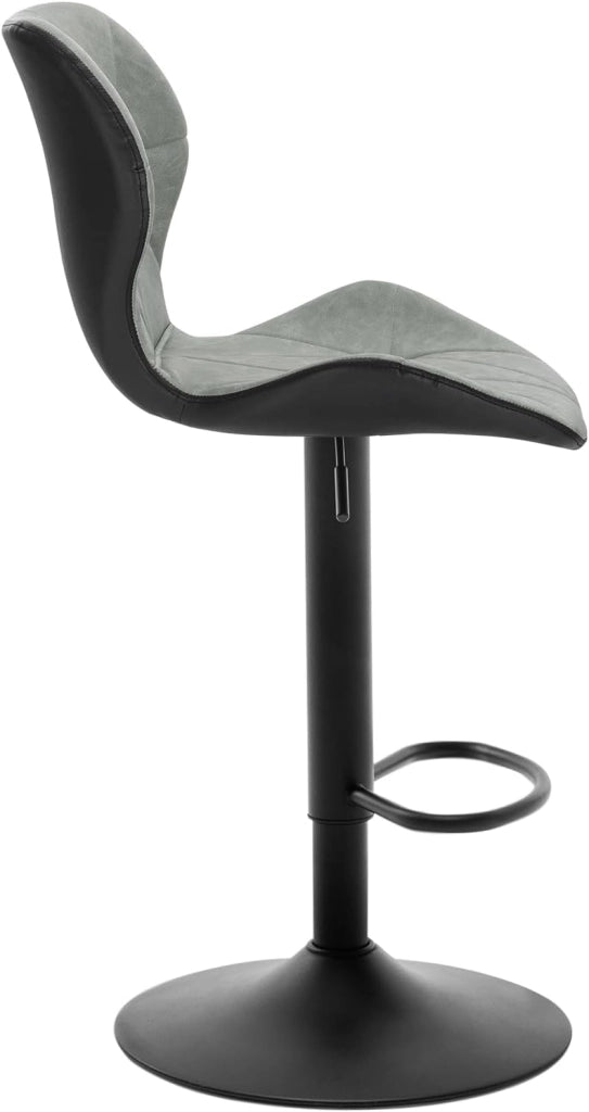 Set di 4 Sgabelli da Bar Cucina Sgabello Alto con schienale in Simipelle Sedia Alta da Sala Pranzo con Poggiapiedi Grigio 0664BY-4