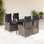 Set da Pranzo da Giardino 5 pz con Cuscini in Polyrattan Grigio 3213217