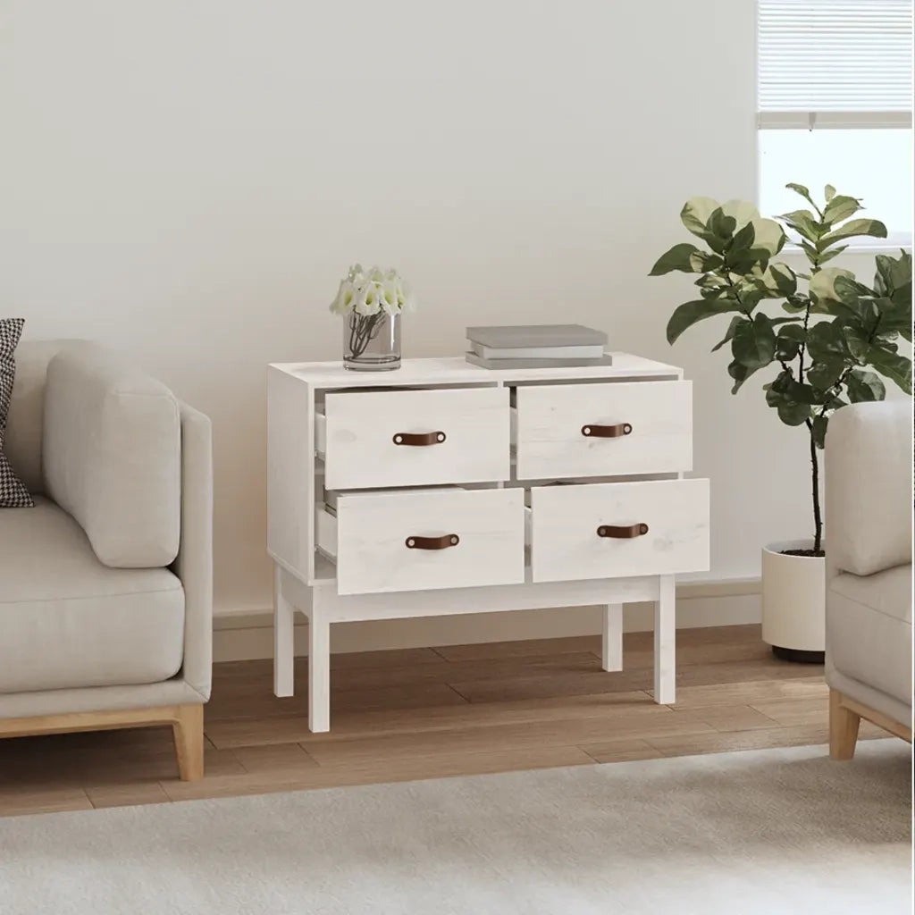 Mobile Consolle Bianco 90x40x78 cm in Legno Massello di Pino 821740