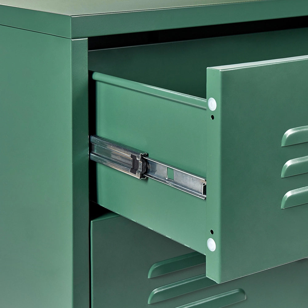 Armadio a 4 cassetti in metallo verde scuro in acciaio stile industriale per home office