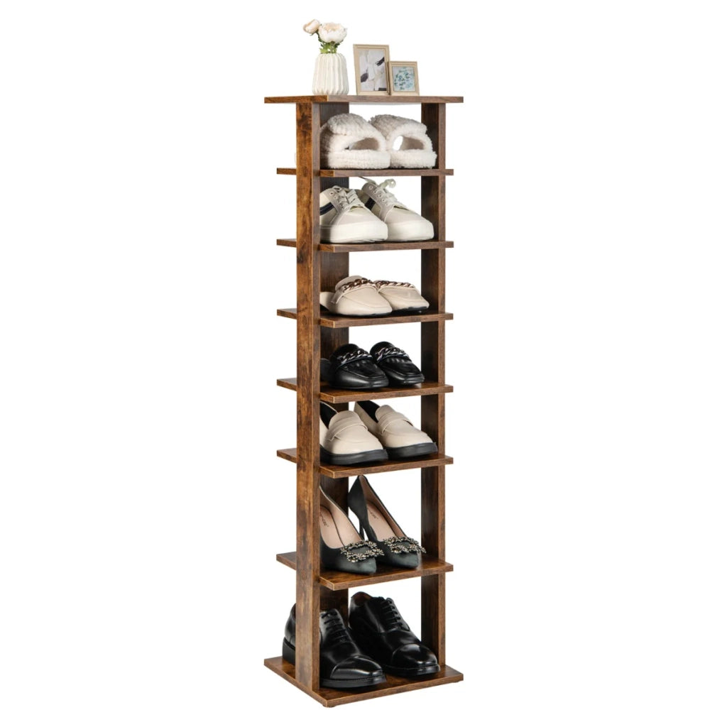 Scarpiera angolare a 7 ripiani 27 x 26 x 110 cm design moderno MDF marrone 20_0012816