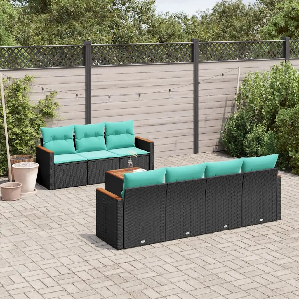 Set Divani da Giardino 8 pz con Cuscini Nero in Polyrattan 3225805