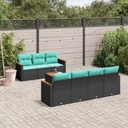 Set Divani da Giardino 8 pz con Cuscini Nero in Polyrattan 3225805