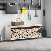 Rastrelliera per Legna da Ardere con Piano Bianca 100x40x60 cm 864256