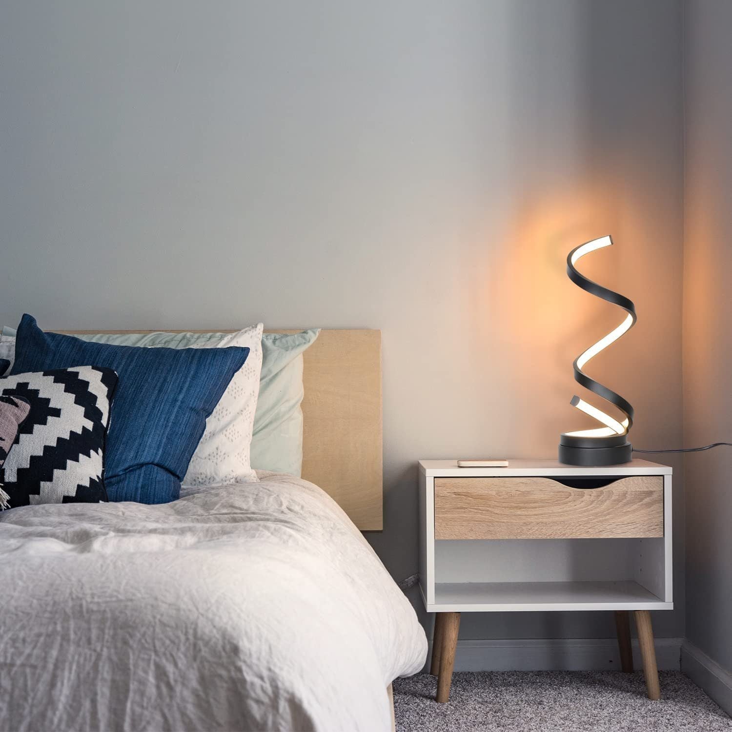 ZMH Lampada da tavolo LED moderna 12W dimmerabile touch a spirale per soggiorno comodino