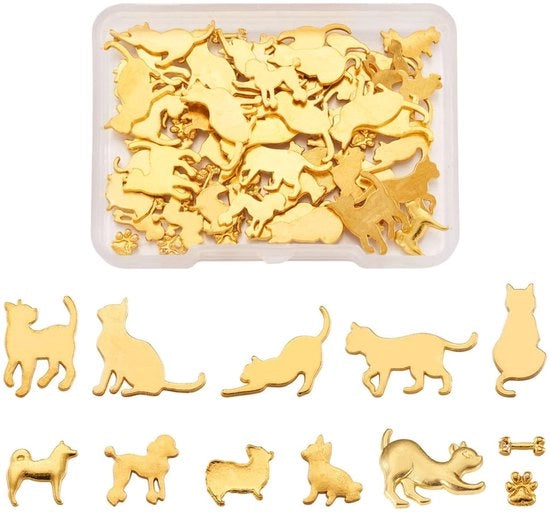 Hars per cabochon goud 60 pezzi - Accessori per animali - Materiale per epoxy - Strumenti per creare gioielli - Forme miste