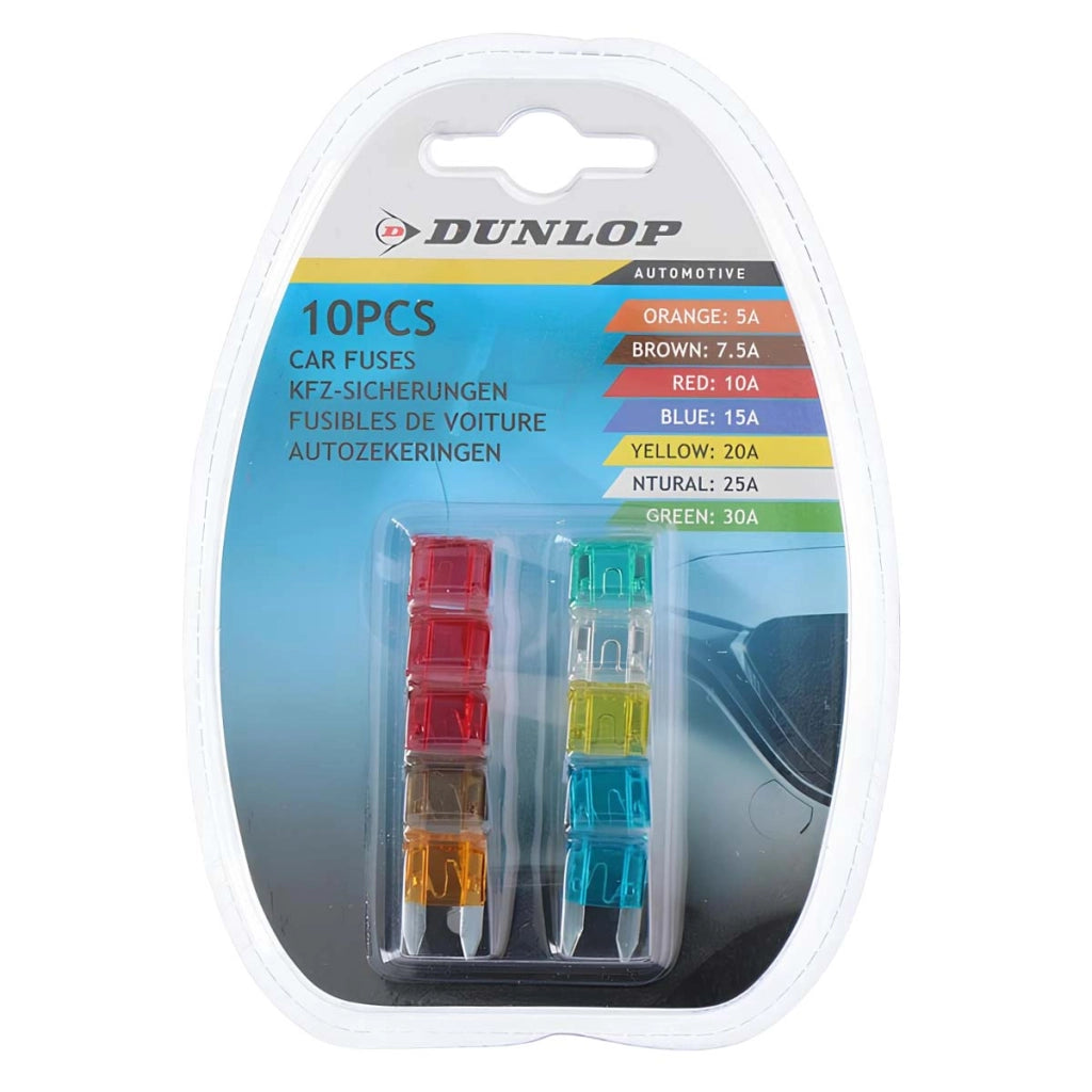 Fusibili Auto 10 pezzi per Protezione Sistema Elettrico Multicolore Dunlop