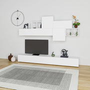 Parete Attrezzata Soggiorno 260 cm in MDF Tromen Bianco Opaco