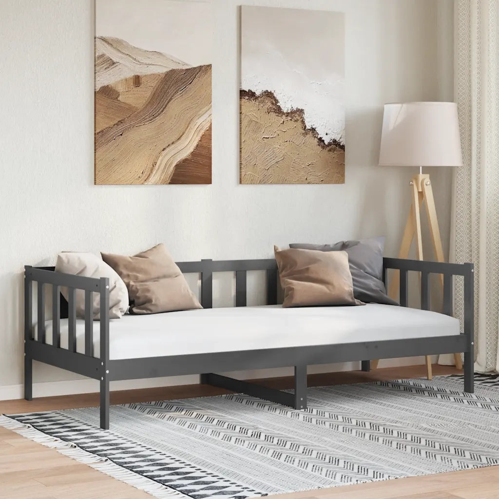 Dormeuse Grigia in Legno Massello di Pino 90x200 cm