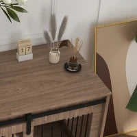Casetta per Cani Grandi con Porta Scorrevole per Interno in Legno, 98x58x61cm, Marrone