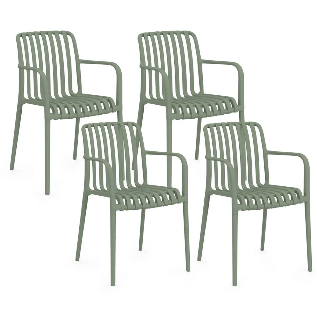IDMarket - Set di 4 sedie da giardino impilabili in polipropilene verde BILBAO