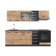 Cucina componibile R-Line Rovere dorato/Antracite 240 cm, PL Antracite Vicco