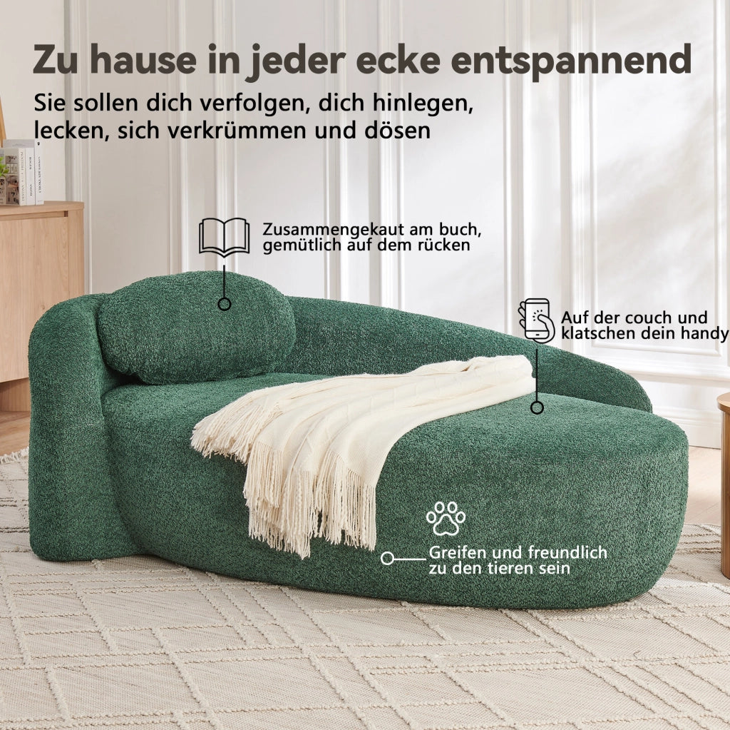 Divano in tessuto Teddy con schiuma ad alta elasticità; design arrotondato; verde