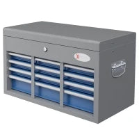 DURHAND Cassetta Attrezzi in Acciaio con 6 Cassetti, un Bauletto e 2 Chiavi, 60x26x34 cm. Blu