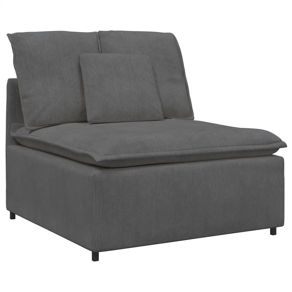 Divano Modulare con Poggiapiedi e Cuscini Grigio Scuro 3321078