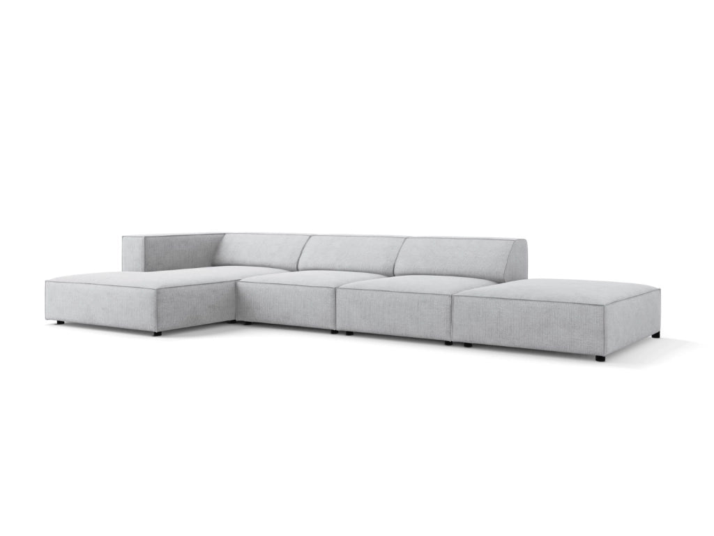 Cosmopolitan Design - Divano angolare sinistro "Arendal" 5 posti in ciniglia con effetto a coste grigio chiaro 