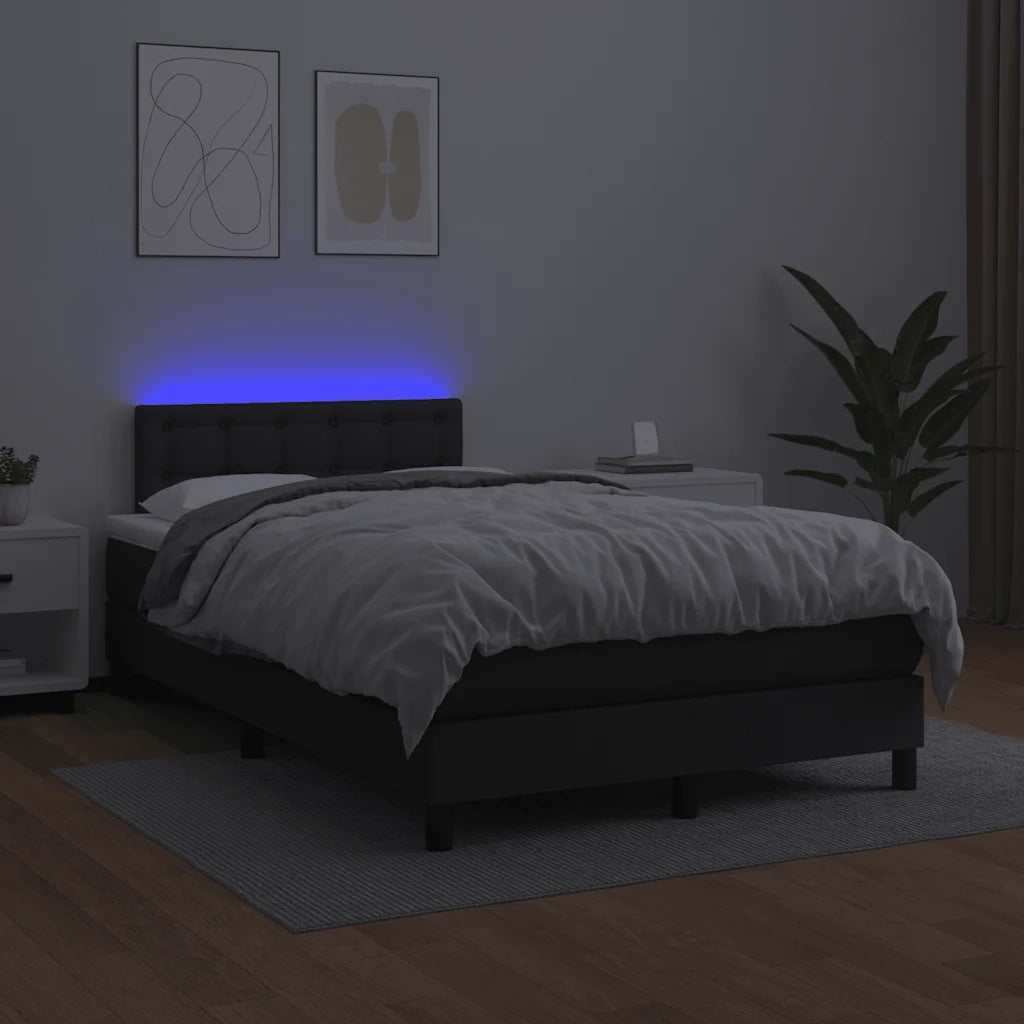 Letto a Molle con Materasso e LED Nero 120x190 cm in Similpelle 3270135