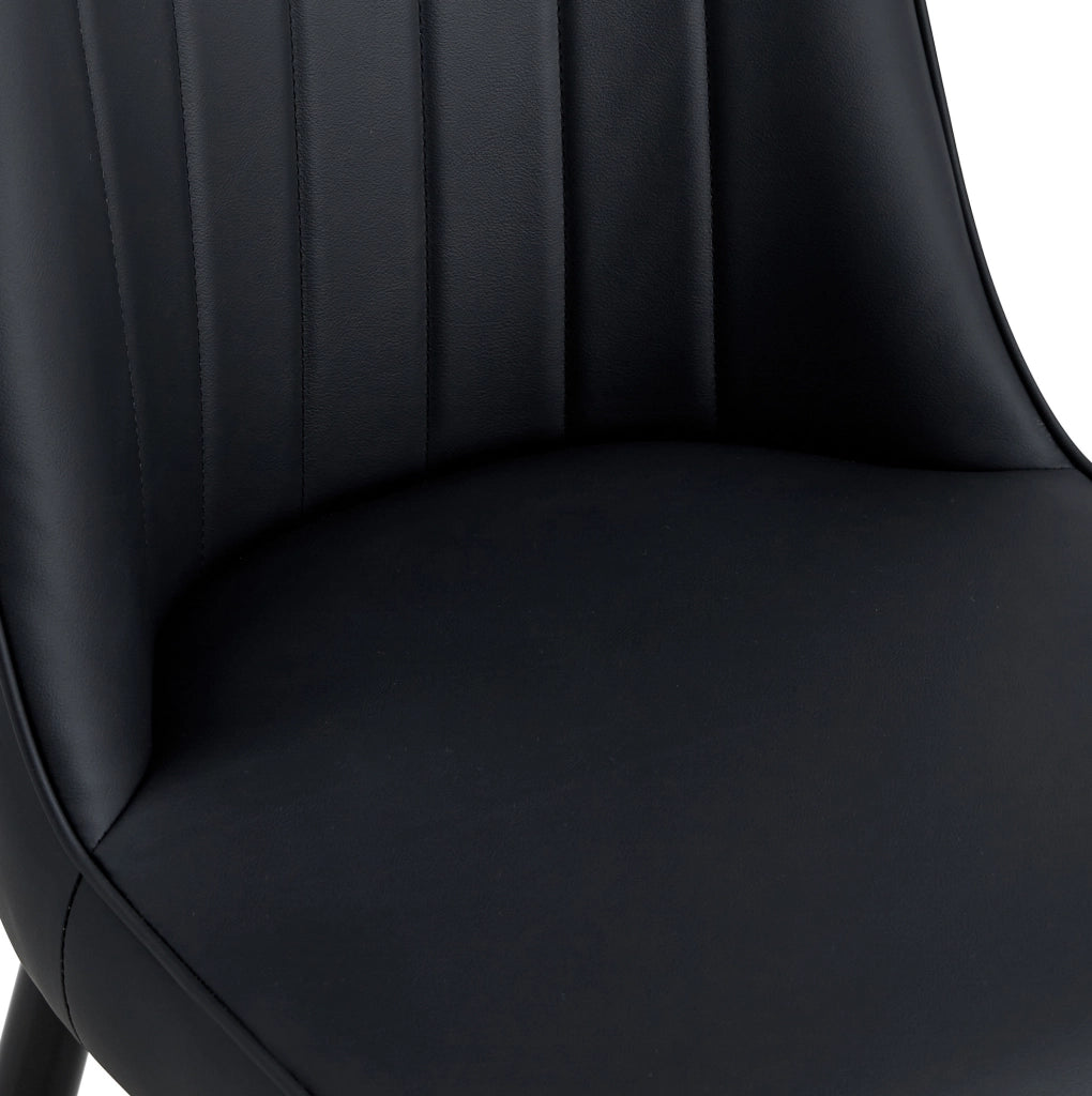 Sedia da pranzo moderna in PU nero con gambe in metallo nero