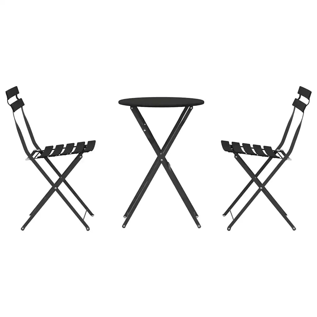 Set Bistro Pieghevole 3 pz | Set Salotto da Giardino Antracite Acciaio
