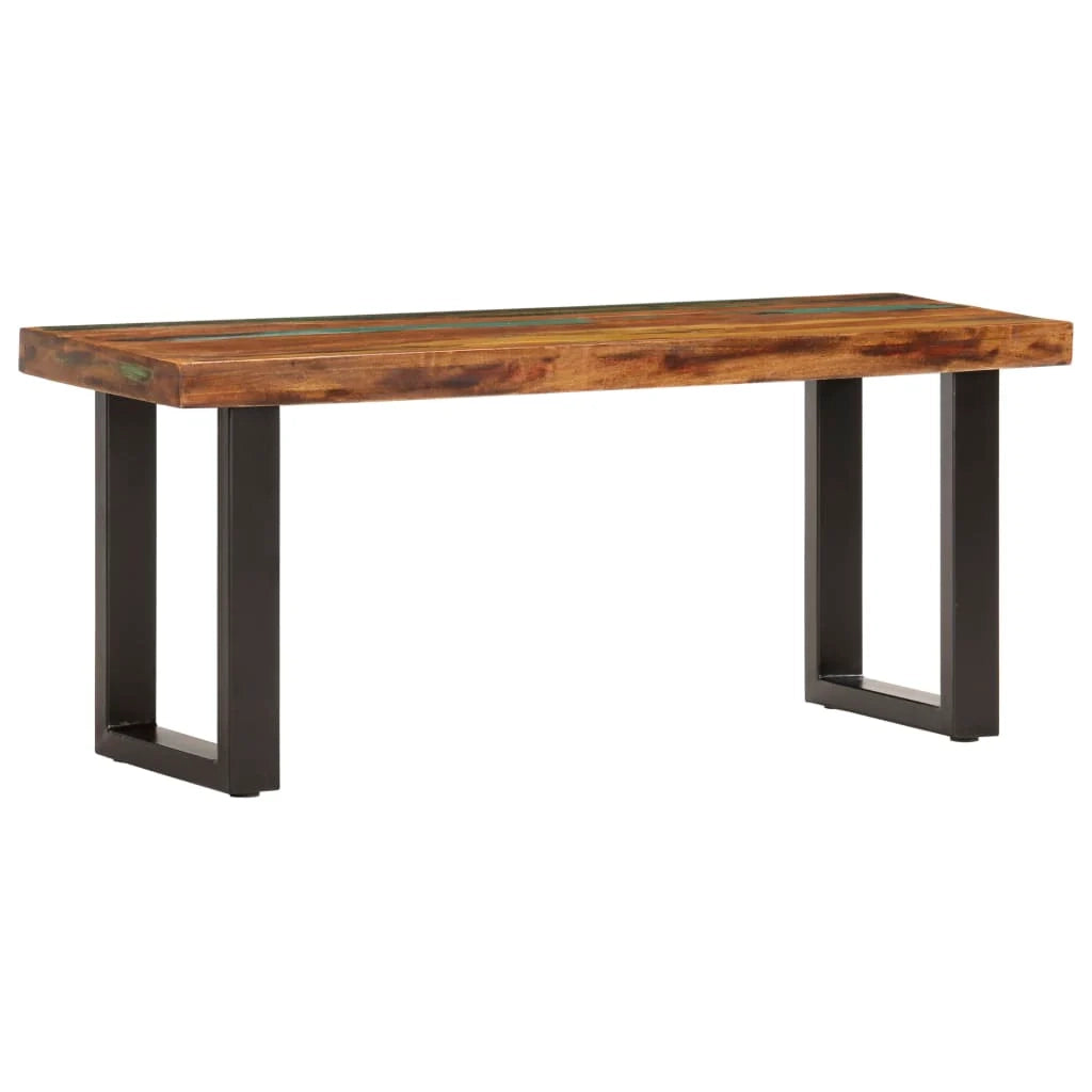 Panca 110 x 35 x 46 cm in legno massello di recupero e acciaio 02_0011005