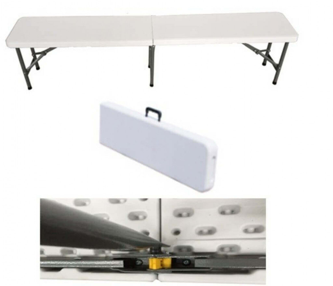 Panca Pieghevole Catering 182x30x43 h cm in Acciaio Grigio