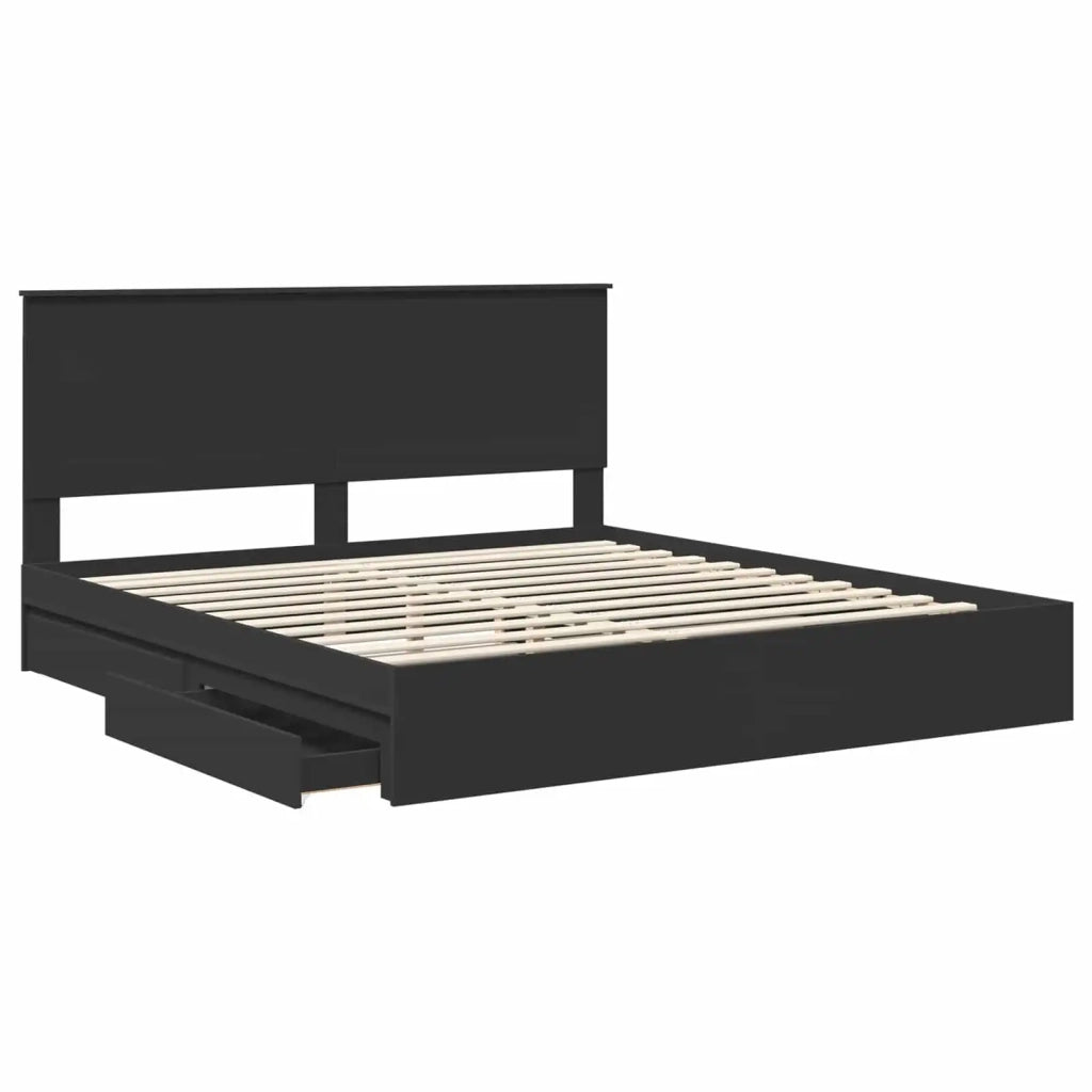 Letto con Contenitore Nero 200 x 200 cm Legno multistrato