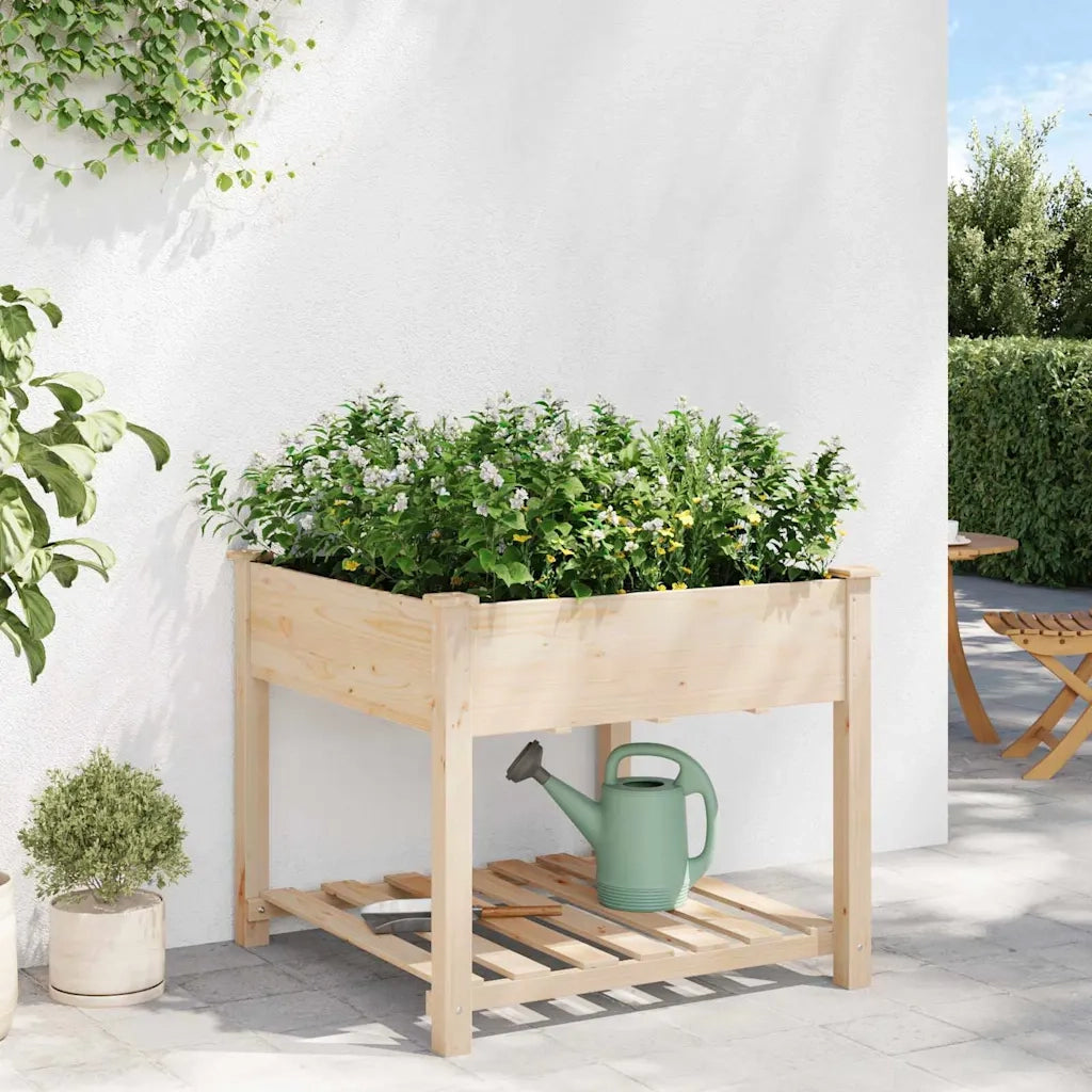 Fioriere | Cassetta per fiori | Vaso da giardino con lo scaffale Beige 90 x 90 x 76,5 cm