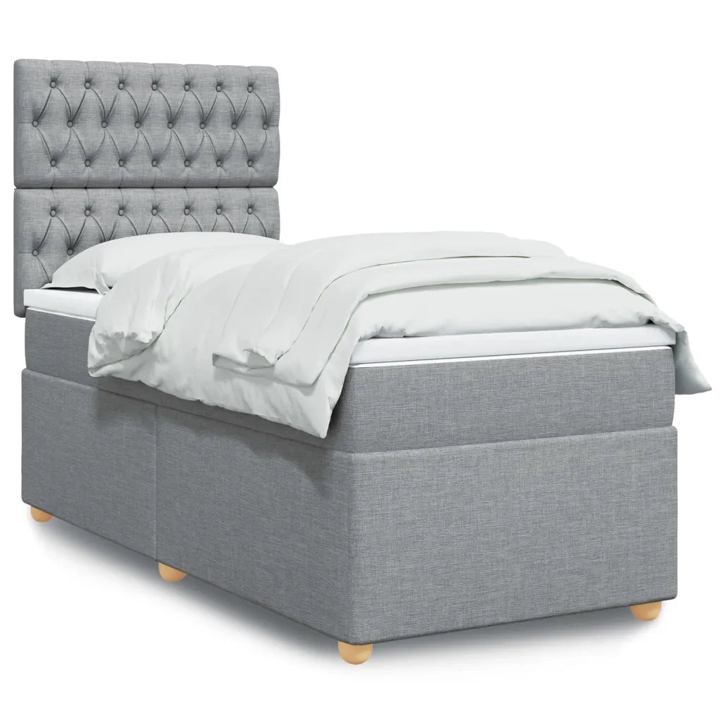 Giroletto a Molle con Materasso Grigio Chiaro 90x190 cm Tessuto