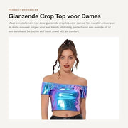 Top da donna con maniche corte, senza spalline, in tessuto confortevole per clubwear
