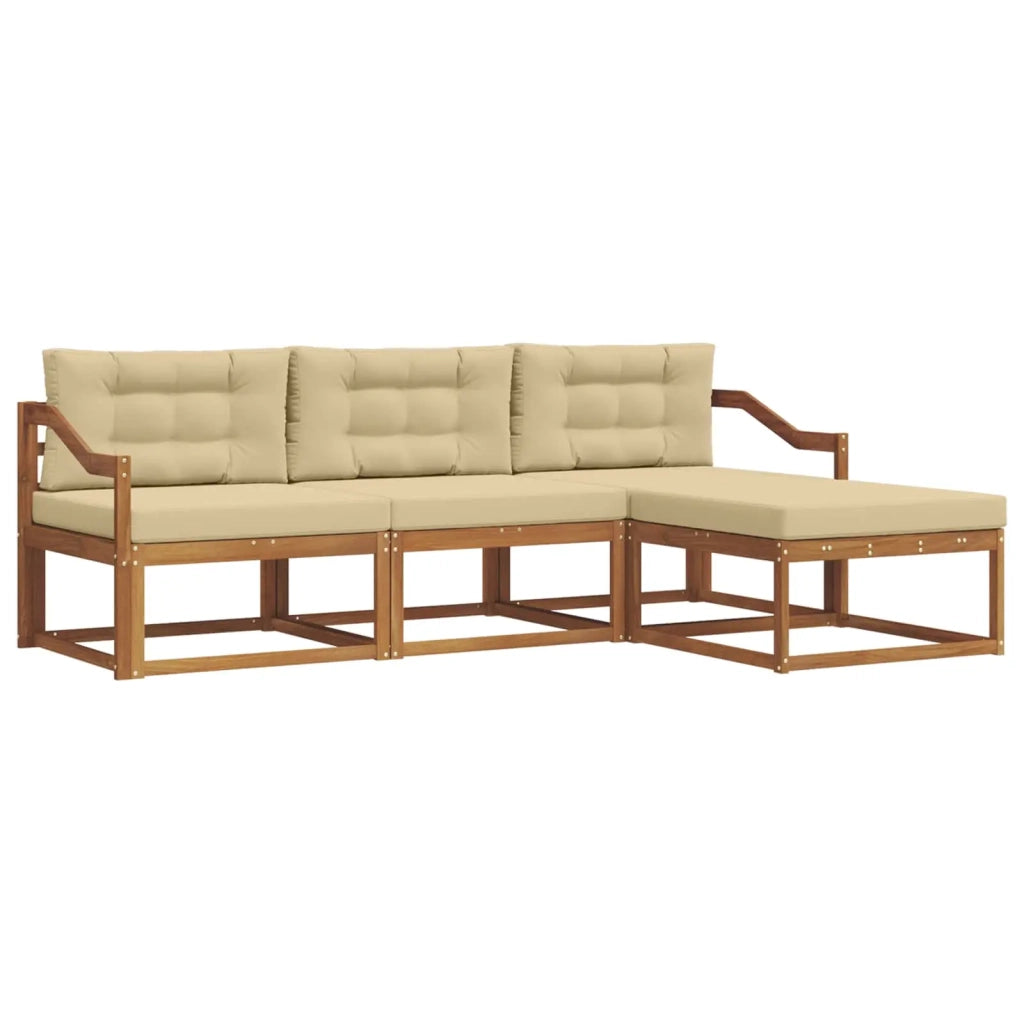 Set di divani da esterno con cuscino 4 pcs Naturale e Beige 3367421