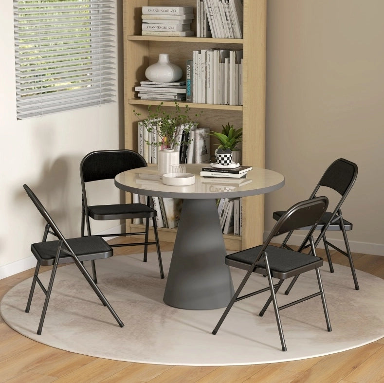 Sedia pieghevole 45x46x78 cm con seduta imbottita e struttura in metallo; nero