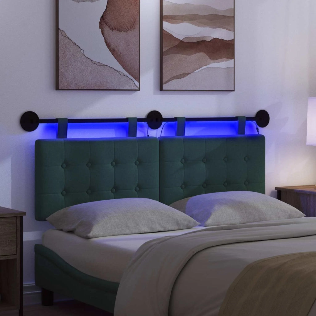 Testiera sospesa Con luce LED Verde Scuro Tessuto