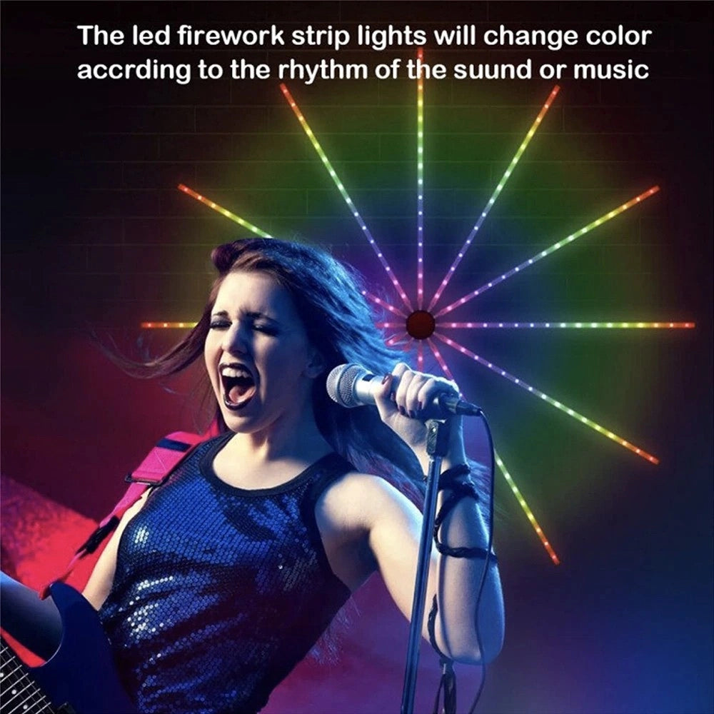 Trade Shop - Strip Led Adesiva Effetto Fuochi D'artificio Controllo Smart A Tempo Di Musica -