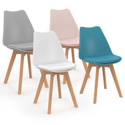 IDMarket - Set di 4 sedie da pranzo rosa pastello, bianco, grigio chiaro e blu SARA